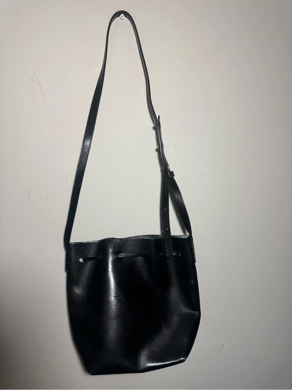 MANSUR GAVRIEL Black Leather Mini Bucket Bag